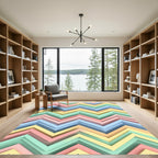 Pastel Chevron Geometric Multi Color Rug