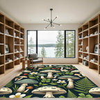 Whimsical Toadstool Mushroom Forest Meadow Rug