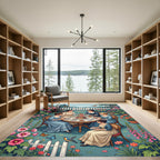 Whimsical Garden Tea Party Floral Rug