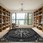 Celestial Gold Astral Compass Mandala Rug
