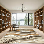 Earth Tone Wavy Footprint Abstract Rug