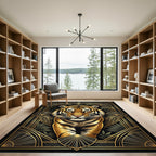 Art Deco Golden Tiger Regal Frame Rug