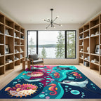 Whimsical Sea Life Aquatic Creatures Rug