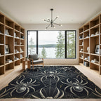 Gothic Black and Silver Spiders Web Rug