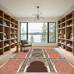 Terracotta Arched Lattice Floral Tapestry Rug