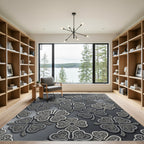 Silver Embossed Clover Medallions Rug