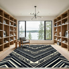 Monochromatic Chevron Geometric Black Gray Rug