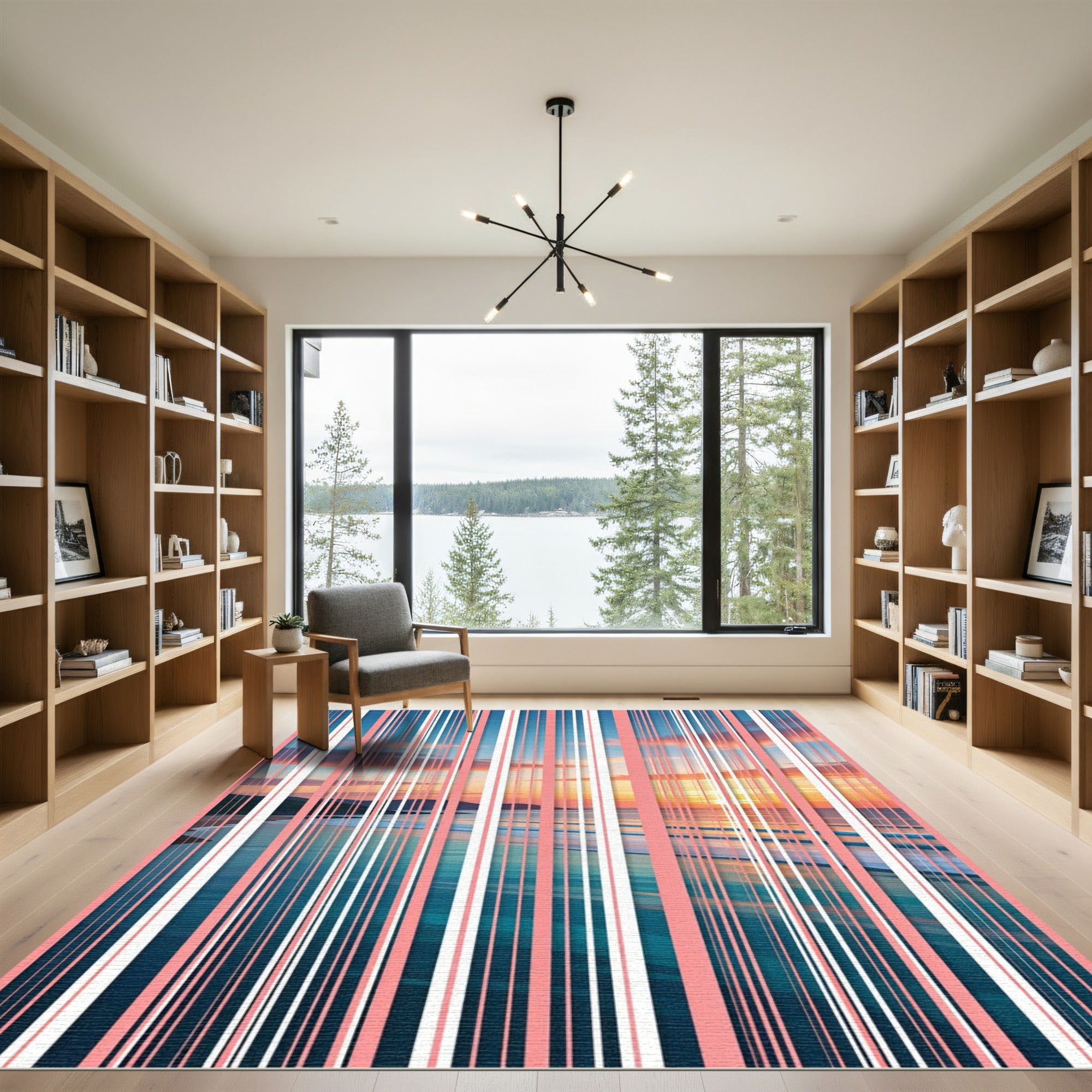 Sunset Horizon Vertical Stripe Landscape Rug