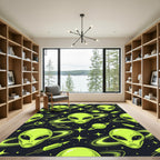 Neon Green Alien Planet Space Art Rug