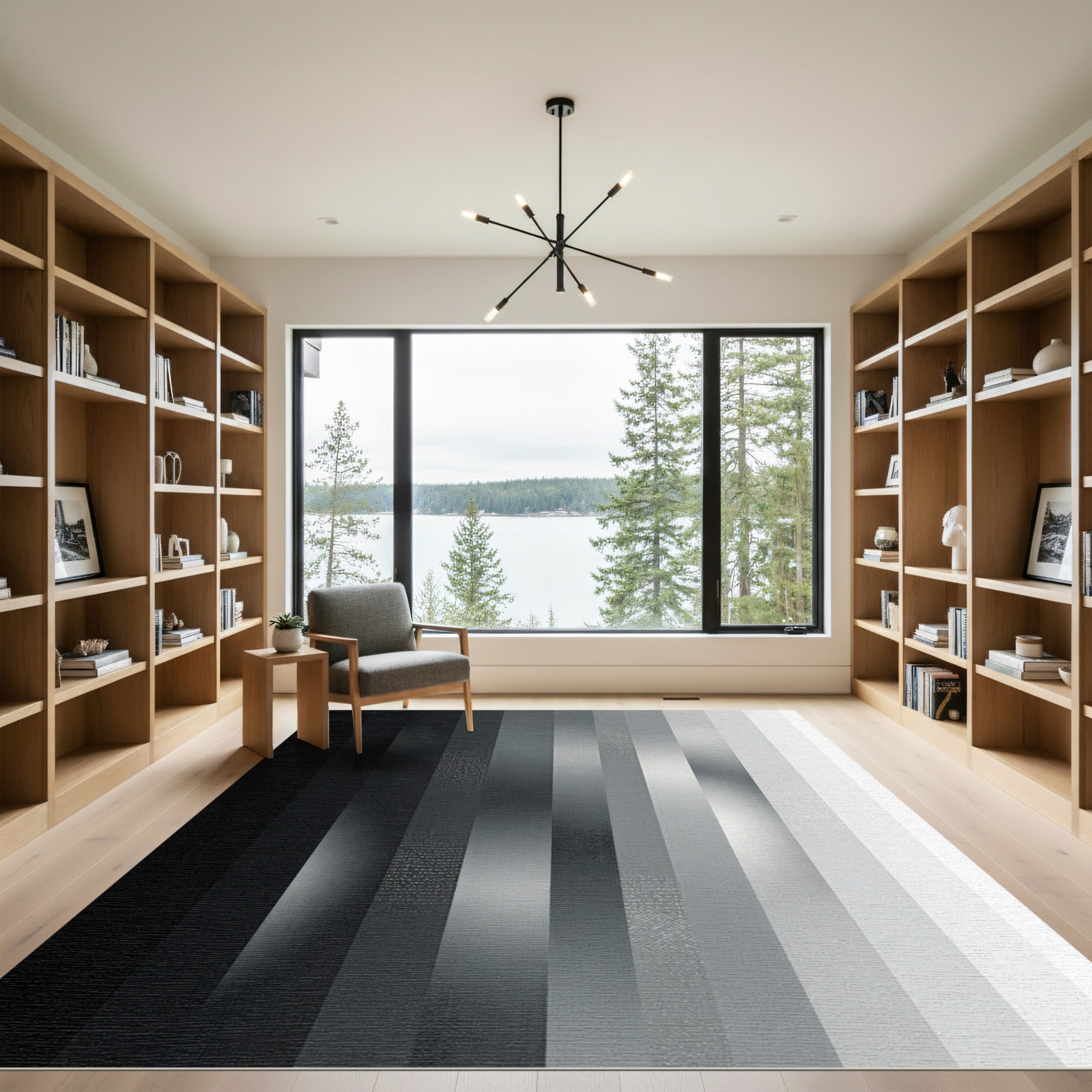 Monochrome Vertical Gradient Texture Abstract Rug