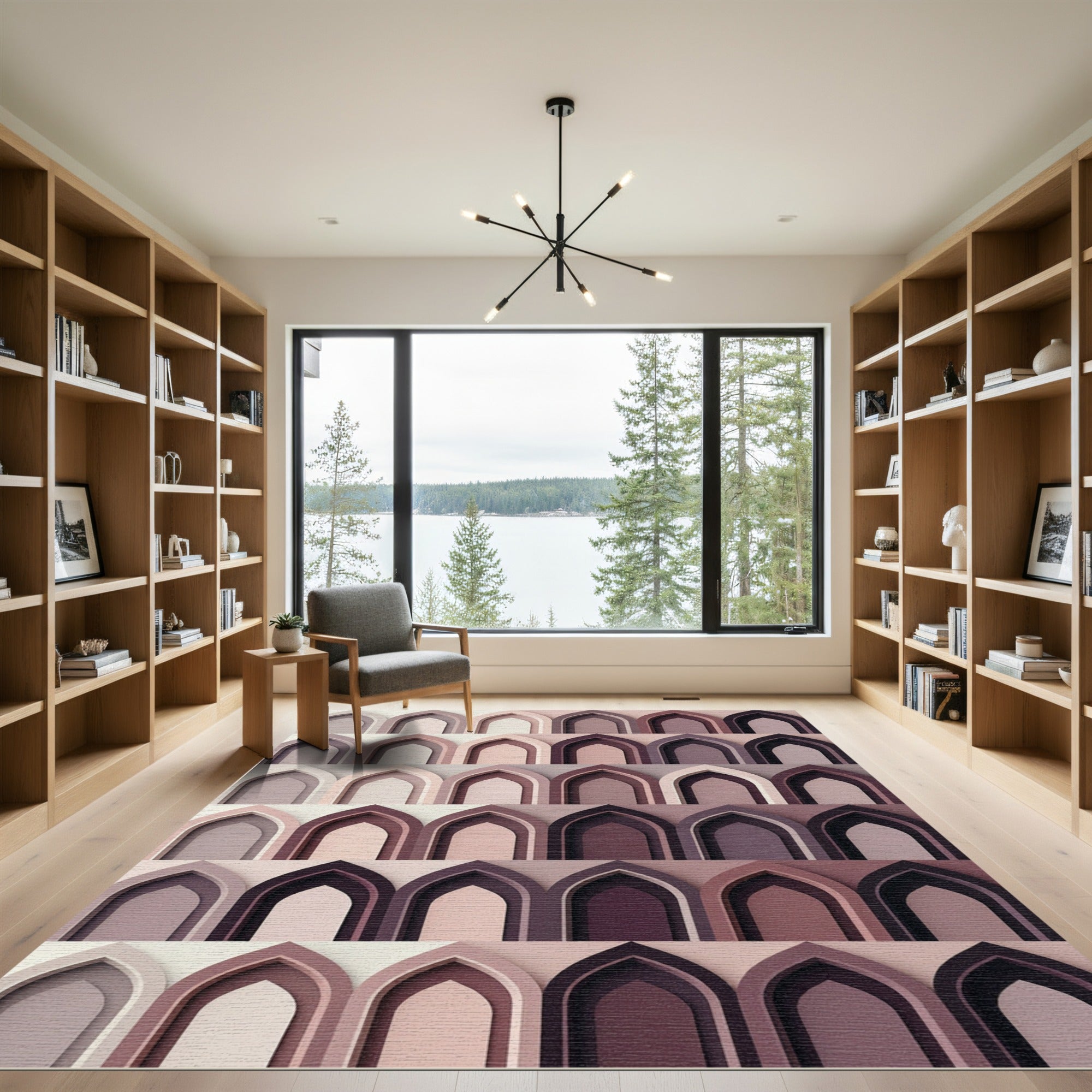 Archway Gradient Mauve Geometric Tile Rug