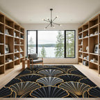 Black Gold Art Deco Fan Rug