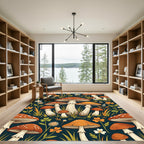 Whimsical Botanical Mushroom Forest Earthy Tones Rug