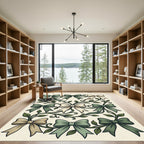Sage Botanical Ribbon and Vine Illustration Rug