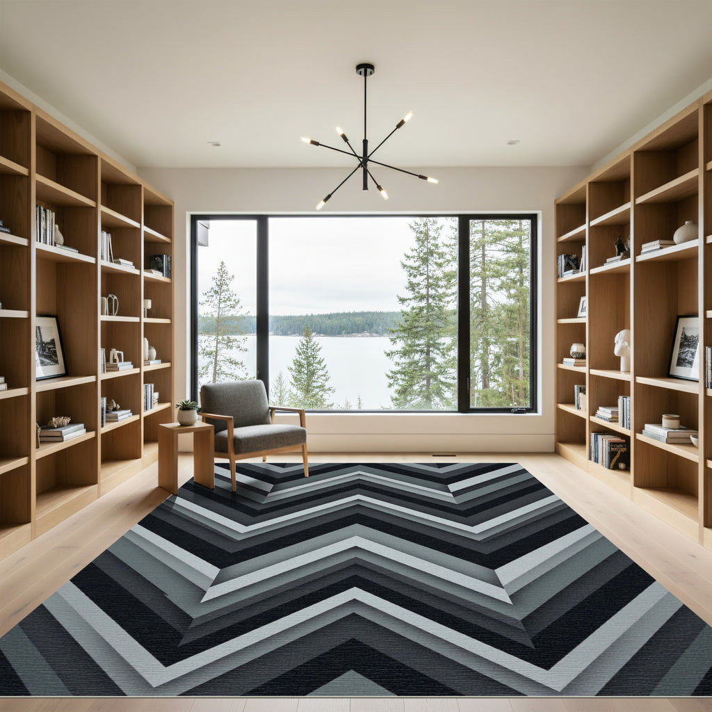 Monochromatic Chevron Layered Geometric Rug