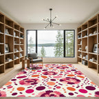 Crimson Pink Floral Scatter Rug