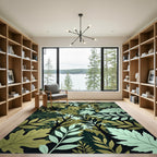 Lush Green Tropical Woodland Foliage Rug