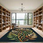 Elegant Golden Floral Botanical Arrangement Rug