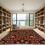 Ornate Crimson Pomegranate Floral Rug