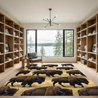 Majestic Wild Bison Meadow Landscape Rug