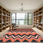Coral and Charcoal Layered Zigzag Rug