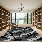 Shattered Monochrome Camouflage Fragmented Area Rug