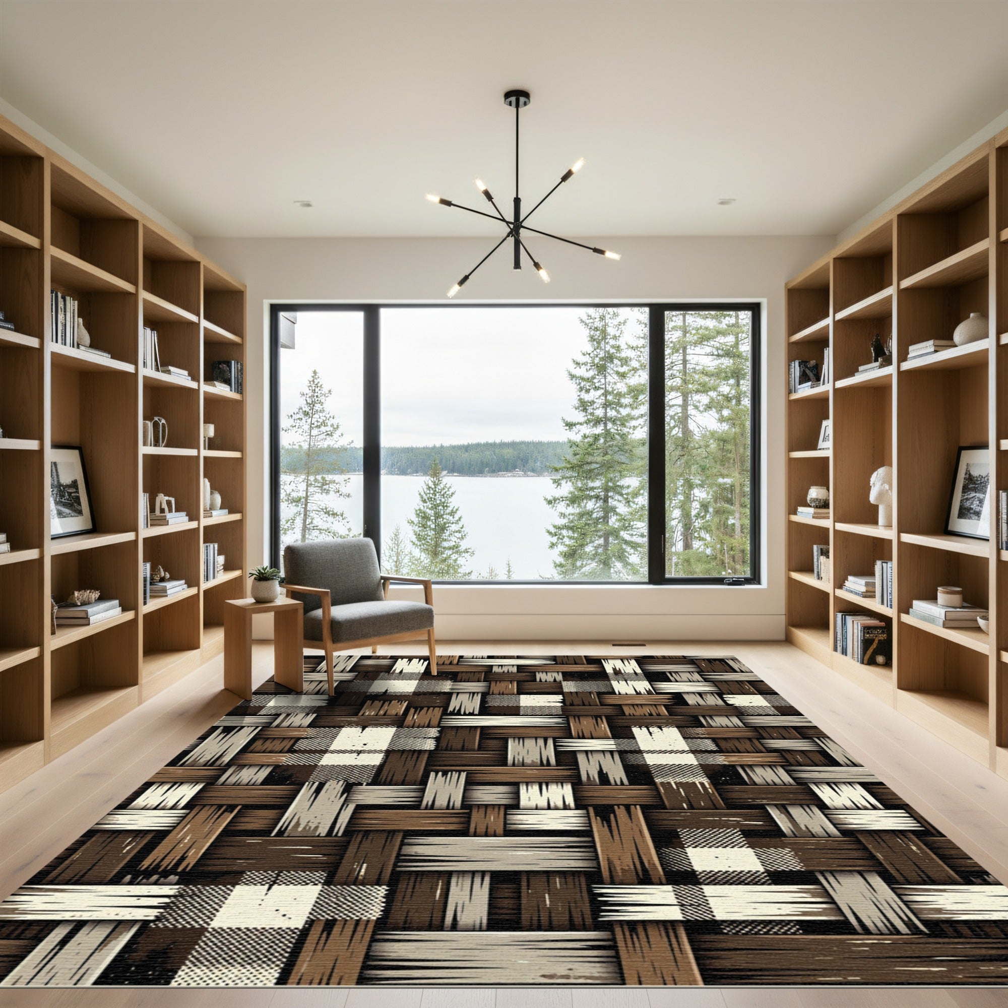 Rustic Woven Brown Neutral Basketweave Rug