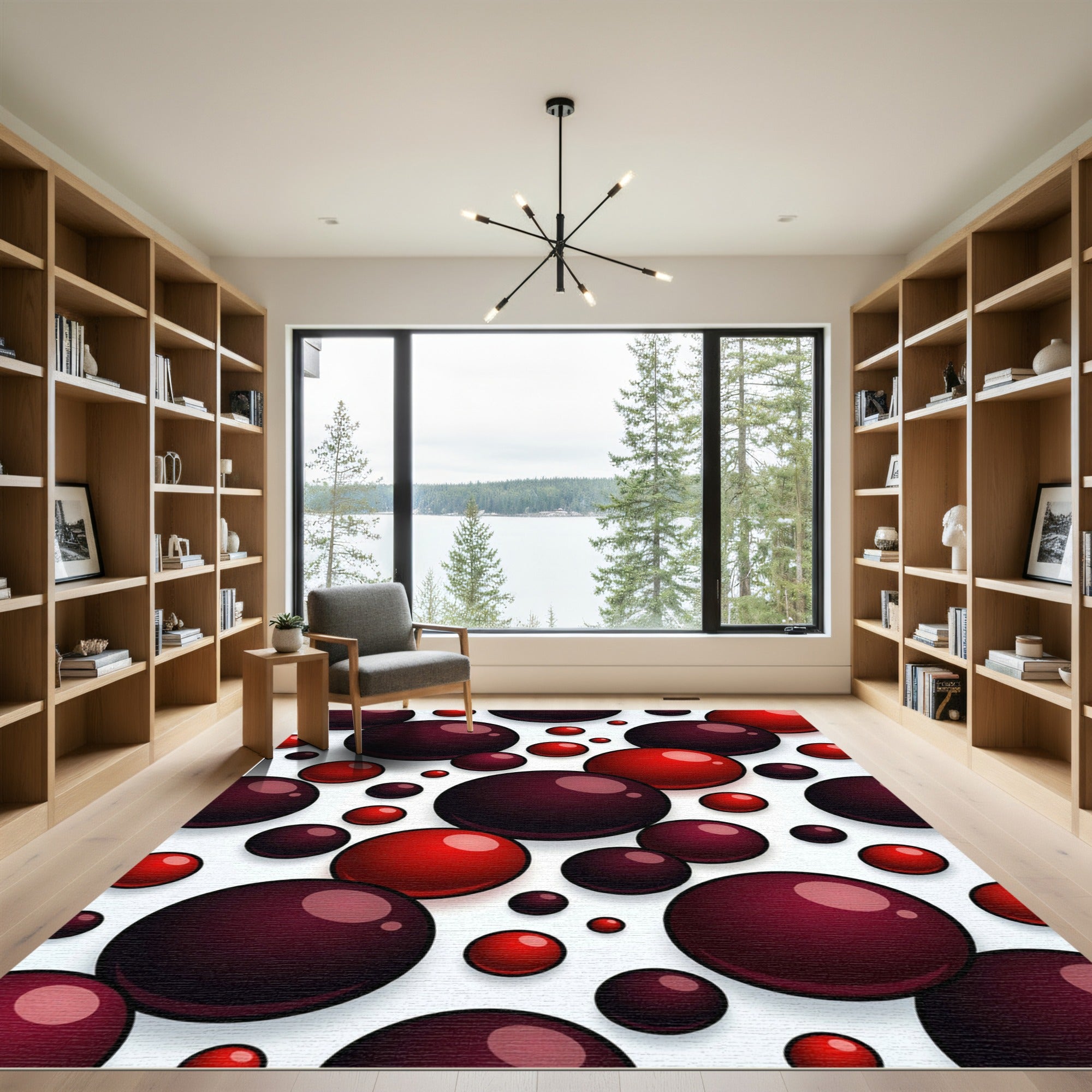 Deep Red Glossy Sphere Scatter Rug