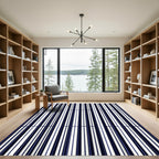 Classic Navy White Vertical Stripe Rug