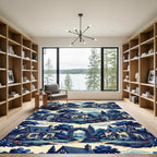 Charming Countryside Cottage Scene Rug