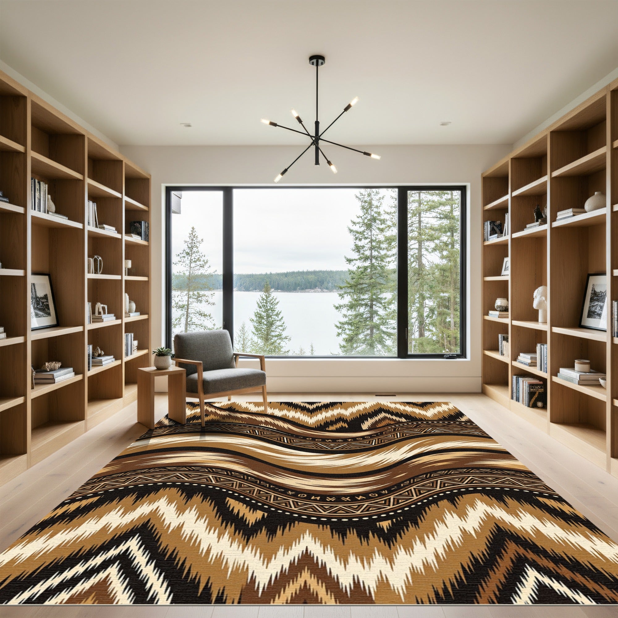 Tribal Earth Tone Ikat Wave Rug