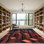 Modern Burnt Orange Geometric Skyline Rug