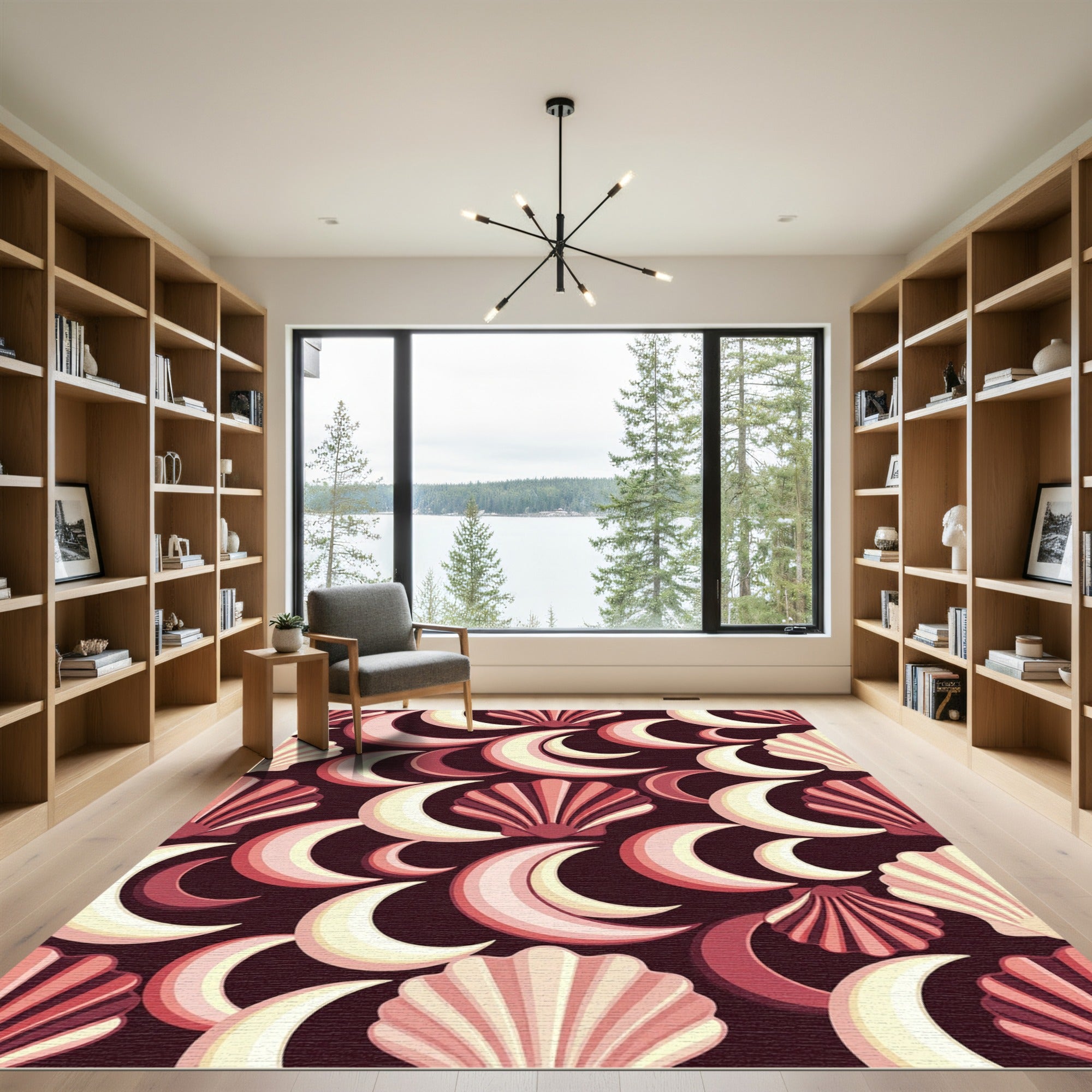 Celestial Shell and Crescent Moon Rug