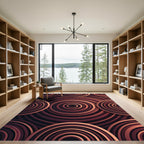 Modern Copper Concentric Circle Abstract Rug
