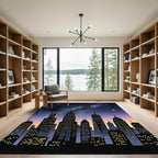 Golden City Skyline Starry Night Rug