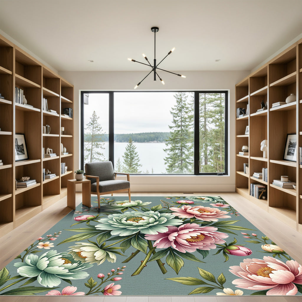 Vintage Pink Cream Peony Garland Rug