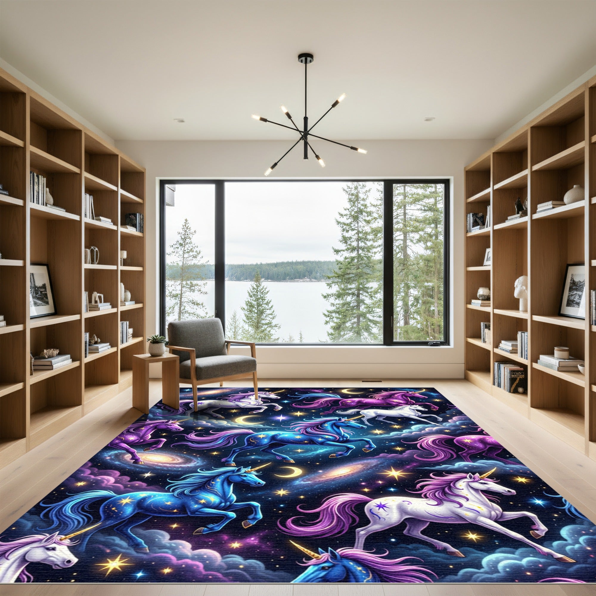Majestic Cosmic Unicorn Galaxy Nebula Art Rug