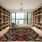 Intricate Red Golden Acanthus Scrolls Rug