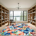 Whimsical Butterfly and Botanical Garden Art Rug