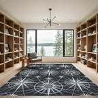 Silver Starburst Compass Rose Rug