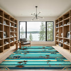 Coastal Beach Hut Striped Ocean Rug