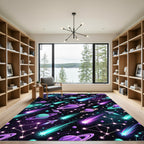 Neon Cosmic Planet Galaxy Starry Sky Rug
