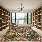 Vintage Floral Bouquet Framed Ornament Rug