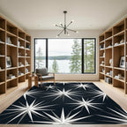 Modern White Starburst Abstract Rug