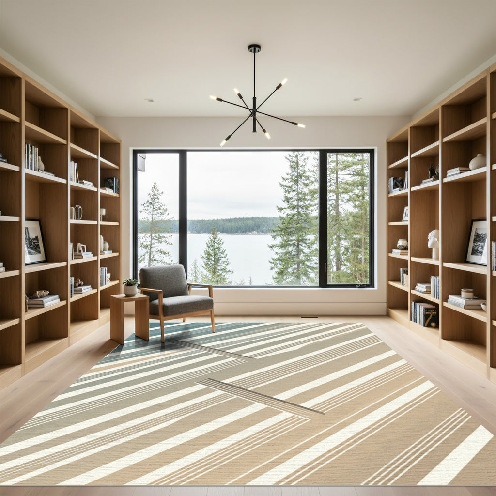 Modern Diagonal Stripe Earth Tone Rug