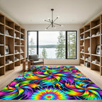Vibrant Psychedelic Kaleidoscopic Swirl Art Rug