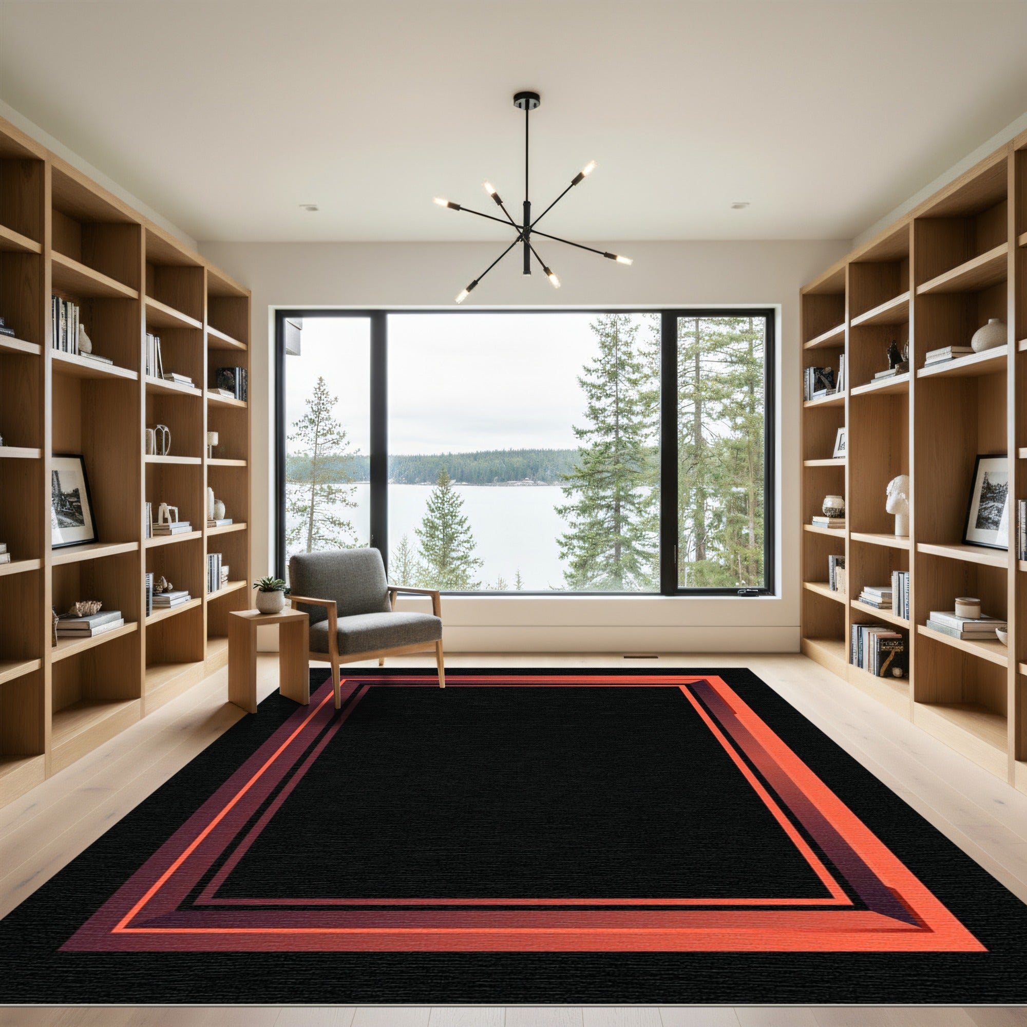 Gradient Orange Rectangular Frame Rug