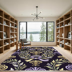 Elegant Pastel Floral Damask Ribbon Rug