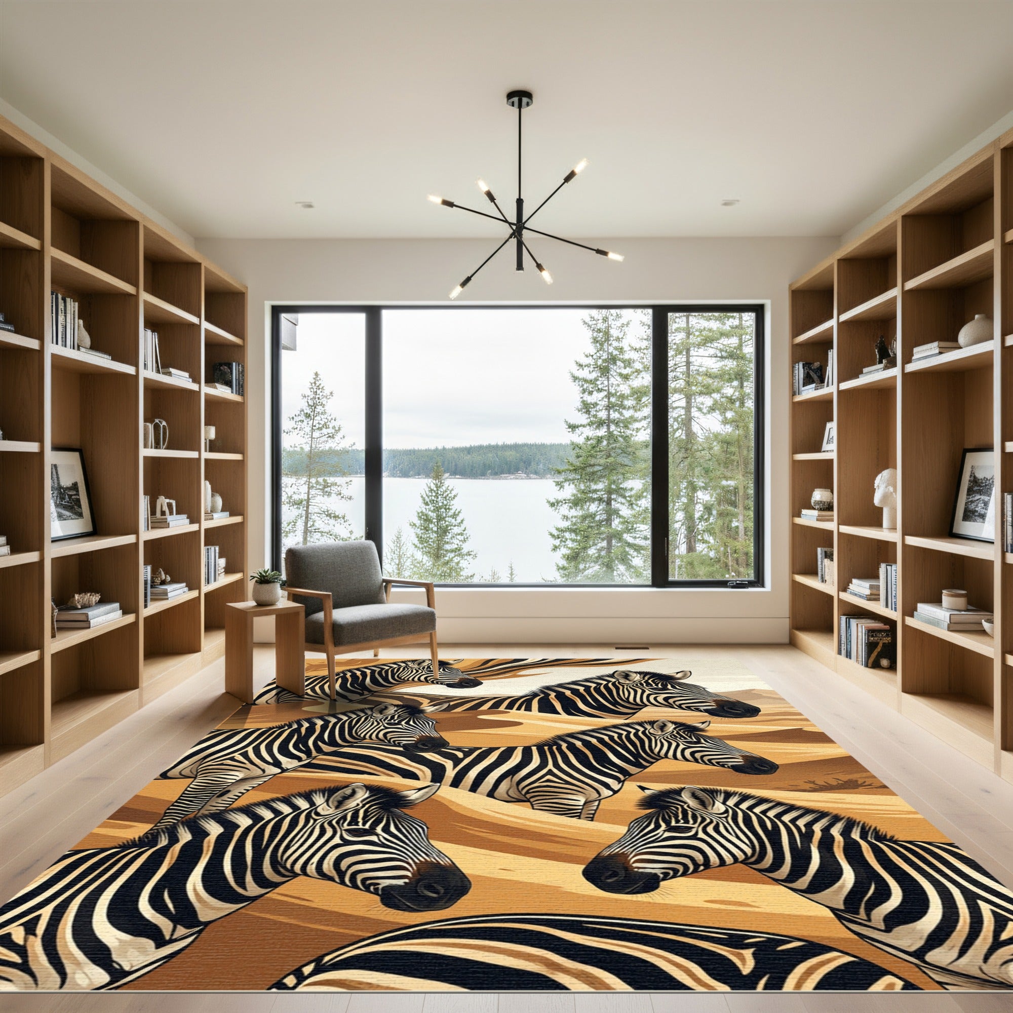 Abstract Zebra Herd Sand Dunes Art Rug