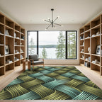 Woven Teal Gold Intersecting Curves Rug